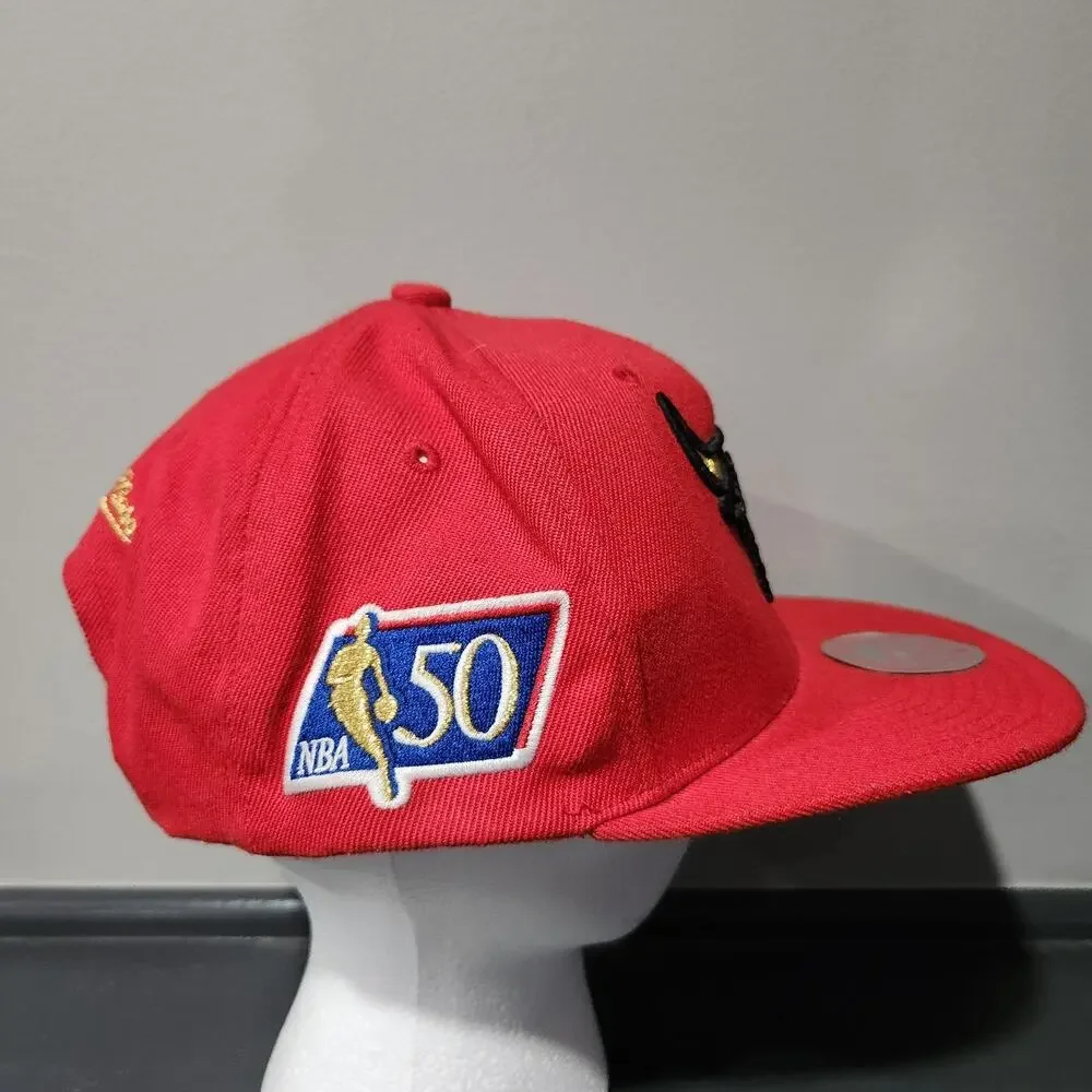 Chicago Bulls NBA Basketball 50th‎ Anniversary Mitchell & Ness Snapback Hat Cap